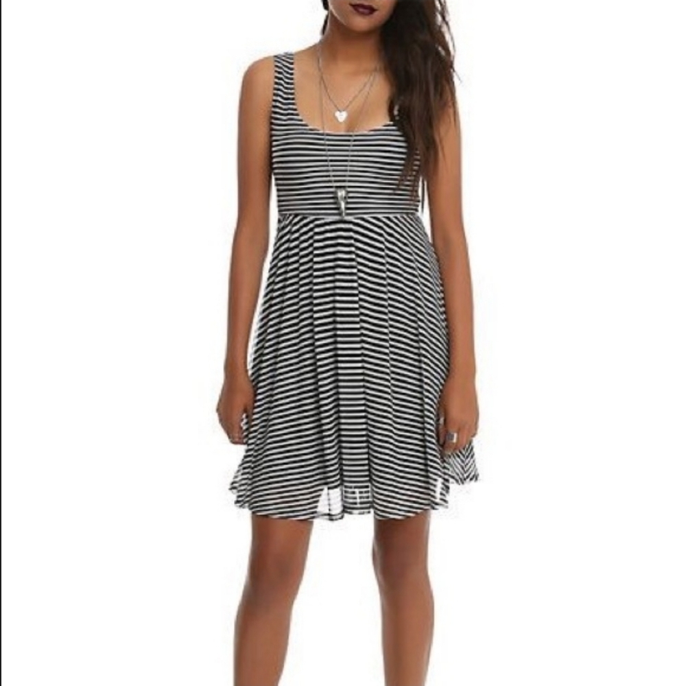 New Hot Topic S Stripe Mesh Dress Skull buttons